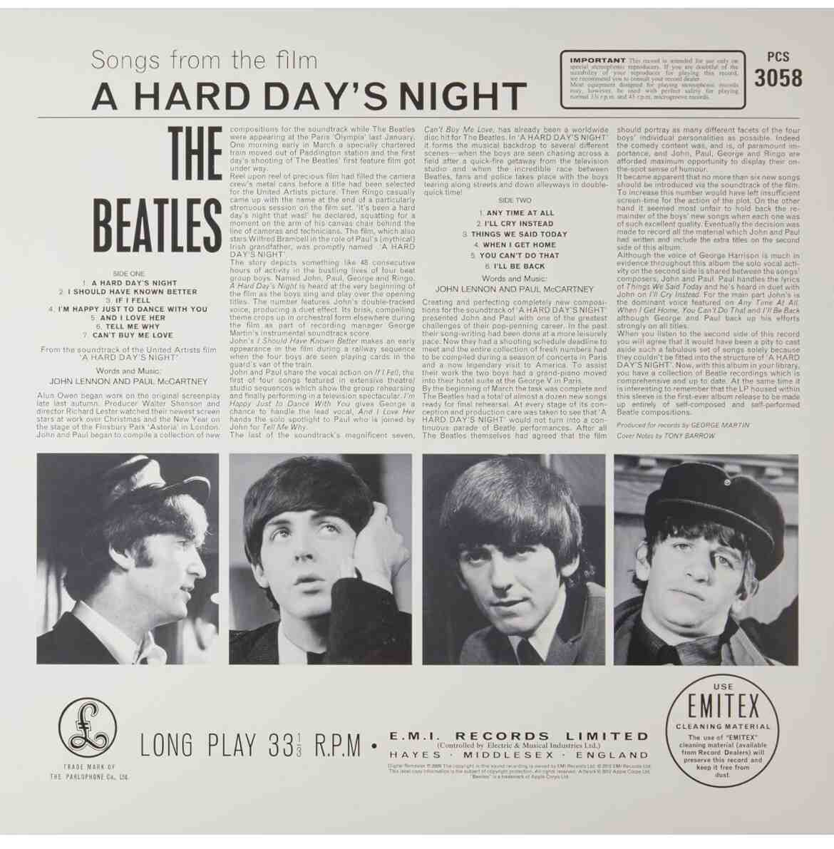 94638241317.jpg The Beatles - A Hard Day's Night (1LP/180g/STEREO) Vinyl Record - Image 1