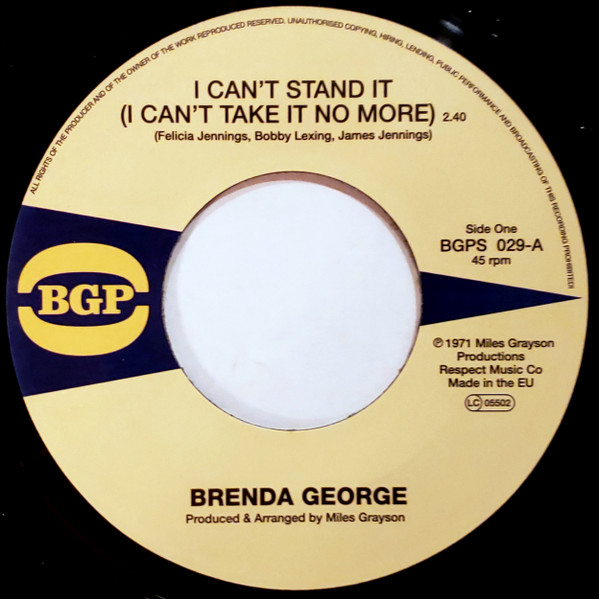 BGPS029.jpg Brenda George - I Can't Stand It / What You See Is What You're Gonna Get - Image 1