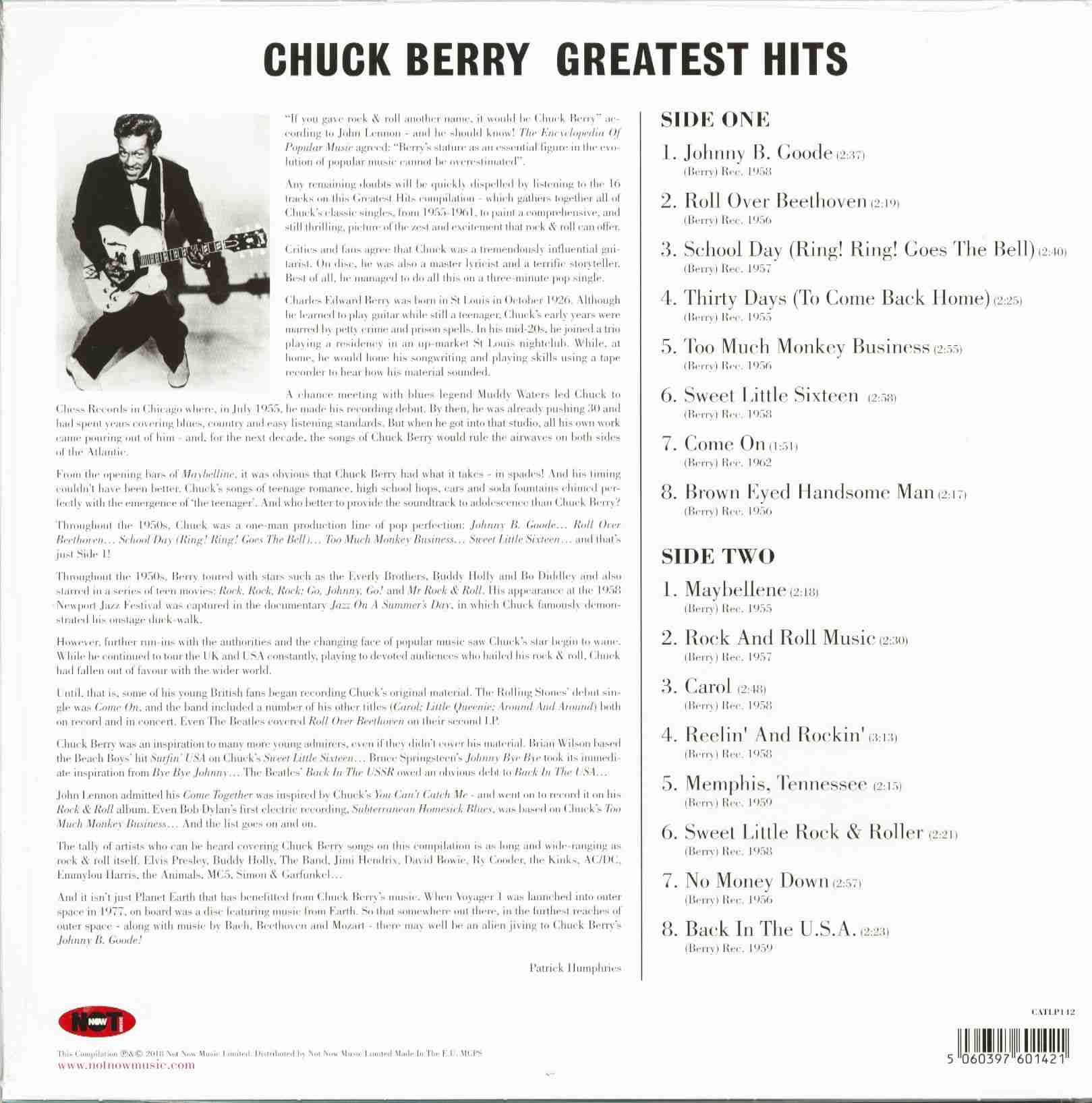 CATLP142.jpg CHUCK BERRY - Greatest Hits Vinyl Record - Image 1