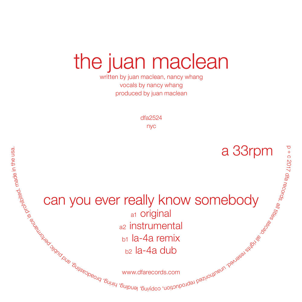 DFA2524LP.jpg THE JUAN MACLEAN - CAN YOU EVER REALLY KNOW SOMEBODY - Image 1