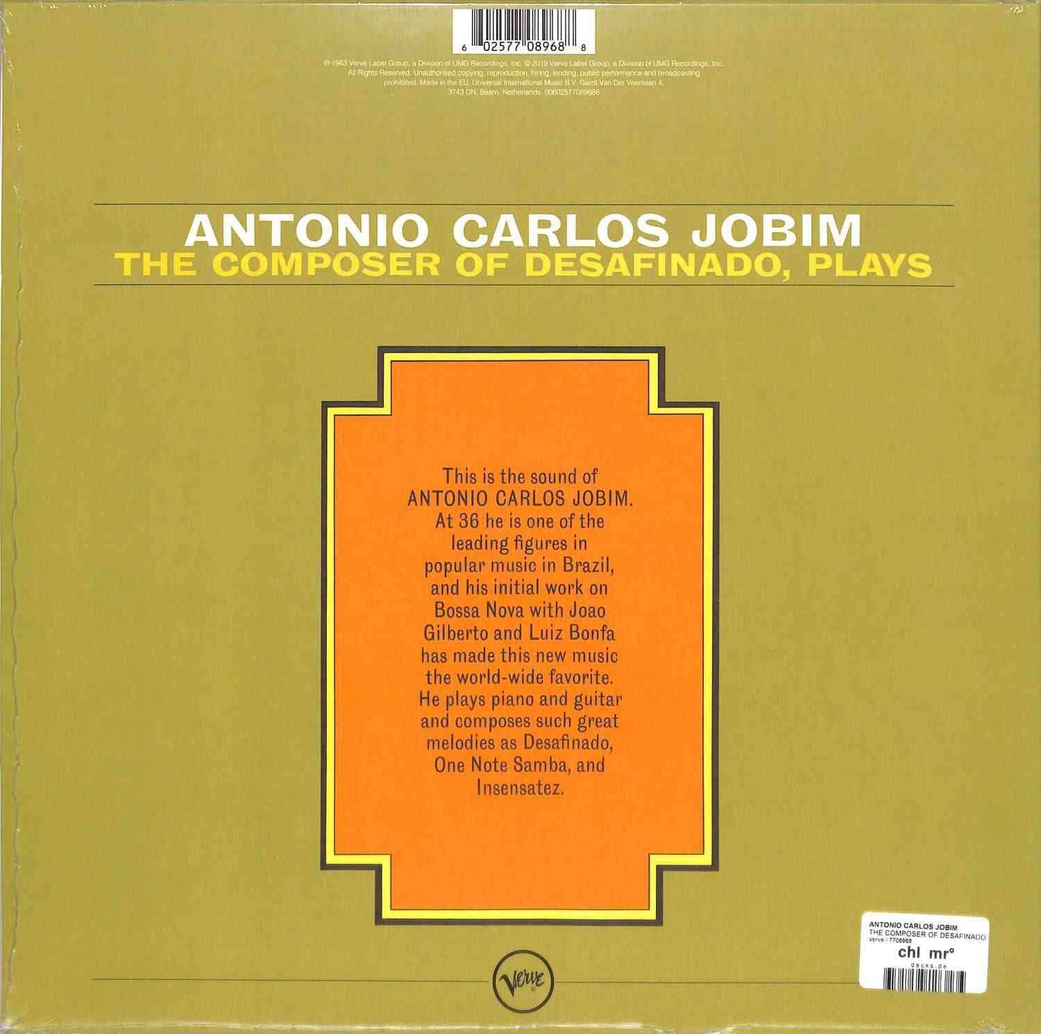 DMOO093.jpg ANTONIO CARLOS JOBIM - The Composer Of Desafinado. Plays (Numbered Edition) (Clear Vinyl) Vinyl Record - Image 1