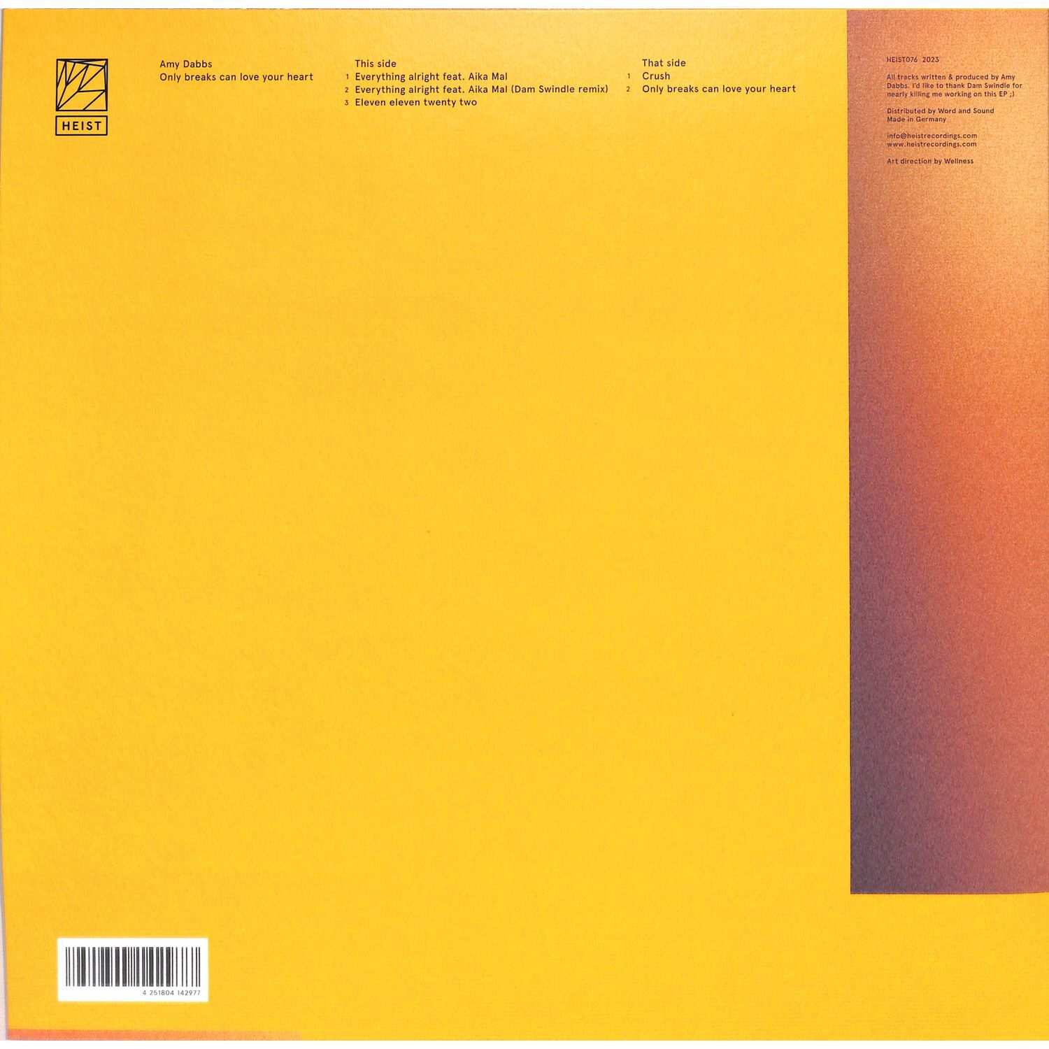 HEIST076.jpg AMY DABBS - Only Breaks Can Love Your Hear Vinyl Record - Image 1