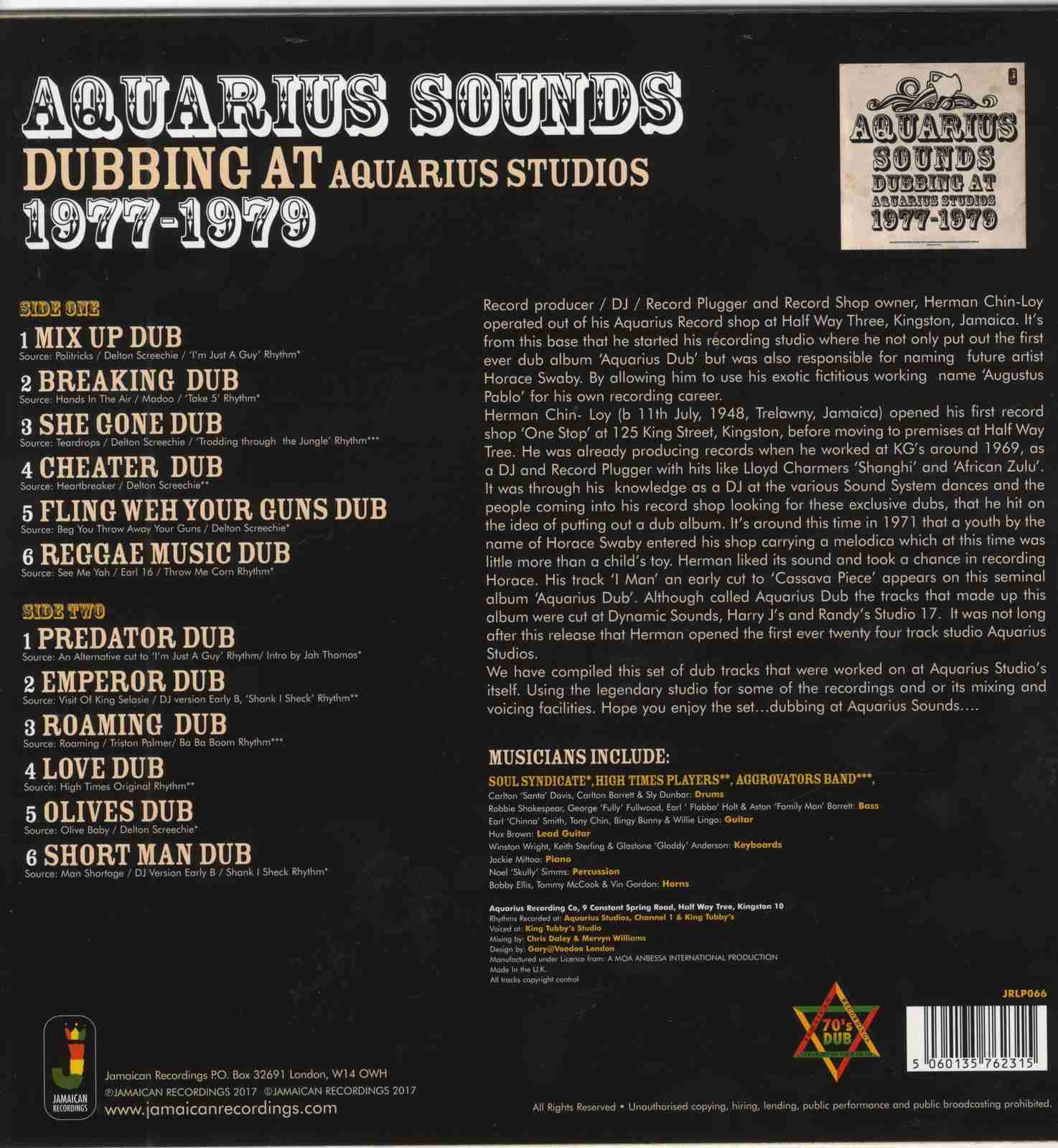 JRLP066.jpg AQUARIUS SOUNDS - DUBBING AT AQUARIUS STUDIOS 19 Vinyl Record - Image 1