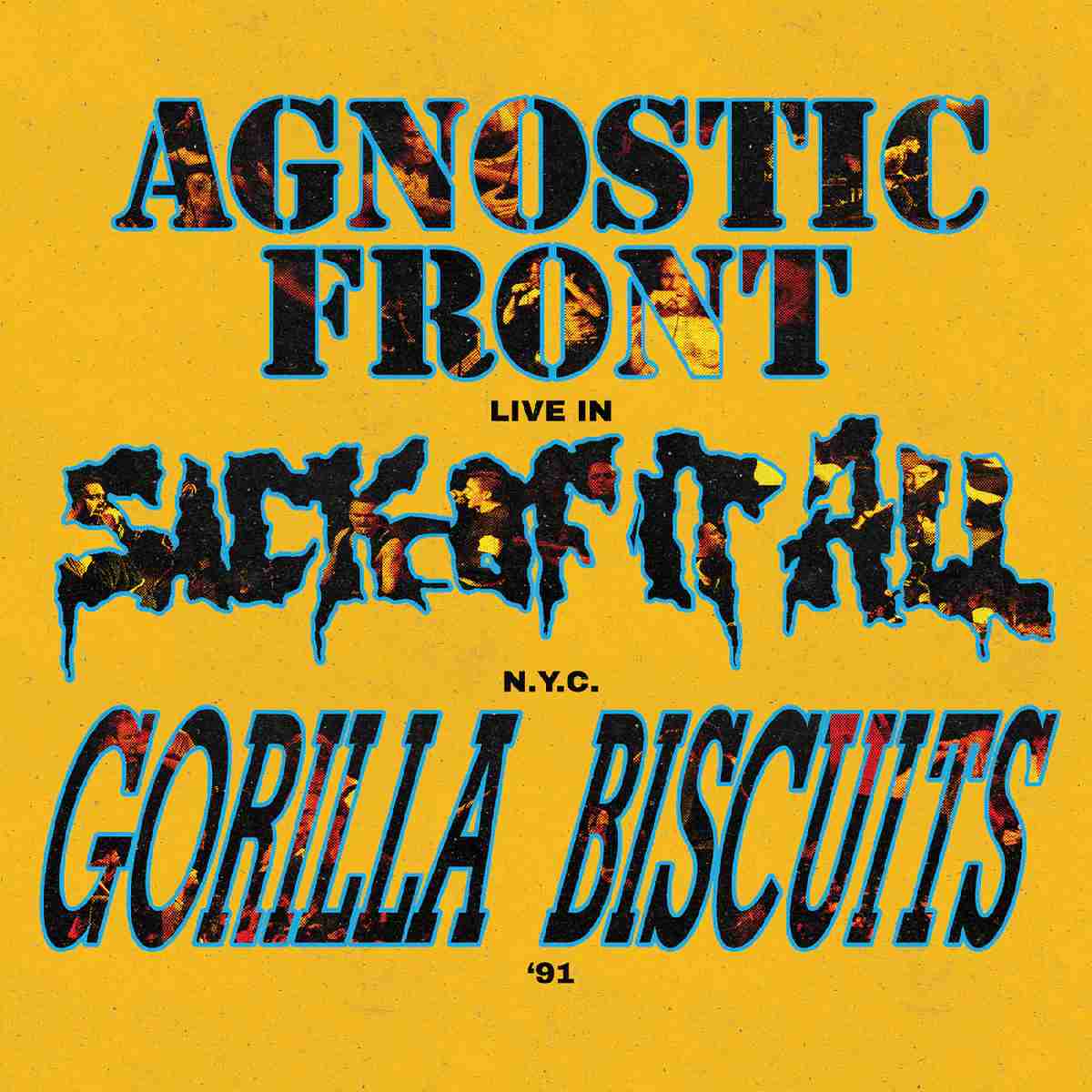 LPWG032C.jpg AGNOSTIC FRONT / GORILLA BISCUITS / SICK OF IT ALL - Live In N.Y.C. 91 (Galaxy Vinyl) Vinyl Record - Image 1