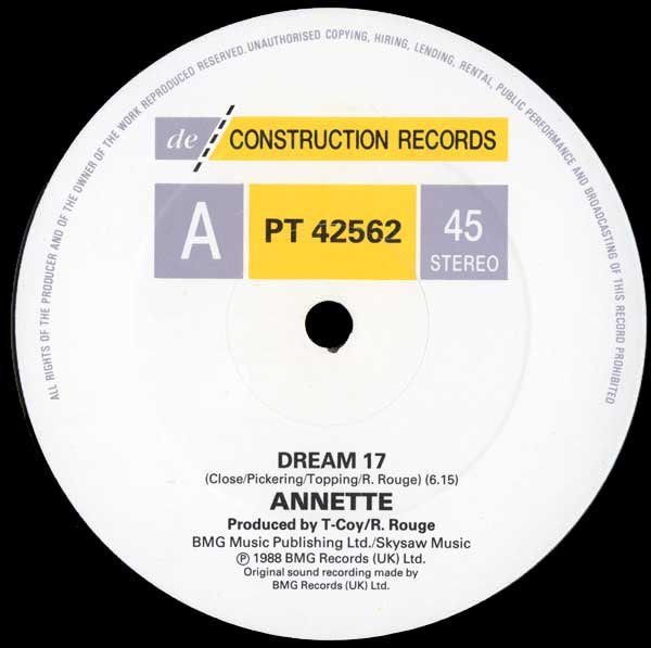 MOV12092C.jpg Annette (A Guy Called Gerald & Mike Pickering - Dream 17 (12 Vinyl Record - Image 1