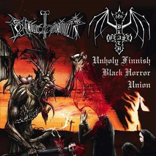 PR1LP.jpg BLACK BEAST / BLOODHAMMER - Unholy Finnish Black Horror Union Vinyl Record - Image 1