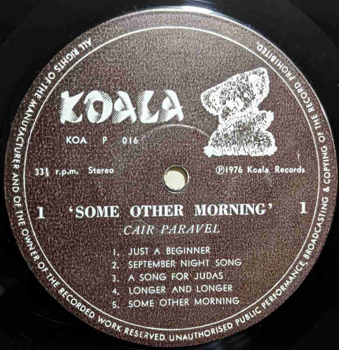 SOMM019.jpg CAIR PARAVEL - Some Other Morning Vinyl Record - Image 1