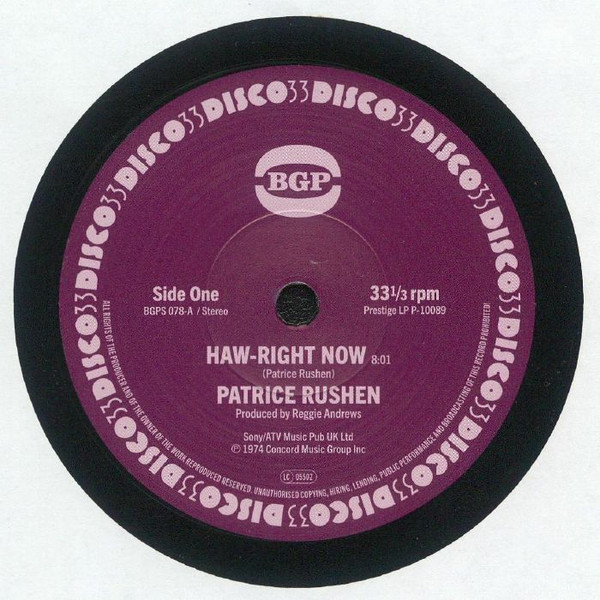 BGPS078.jpg Patrice Rushen - Haw-Right Now / Kickin' Back - Image 1